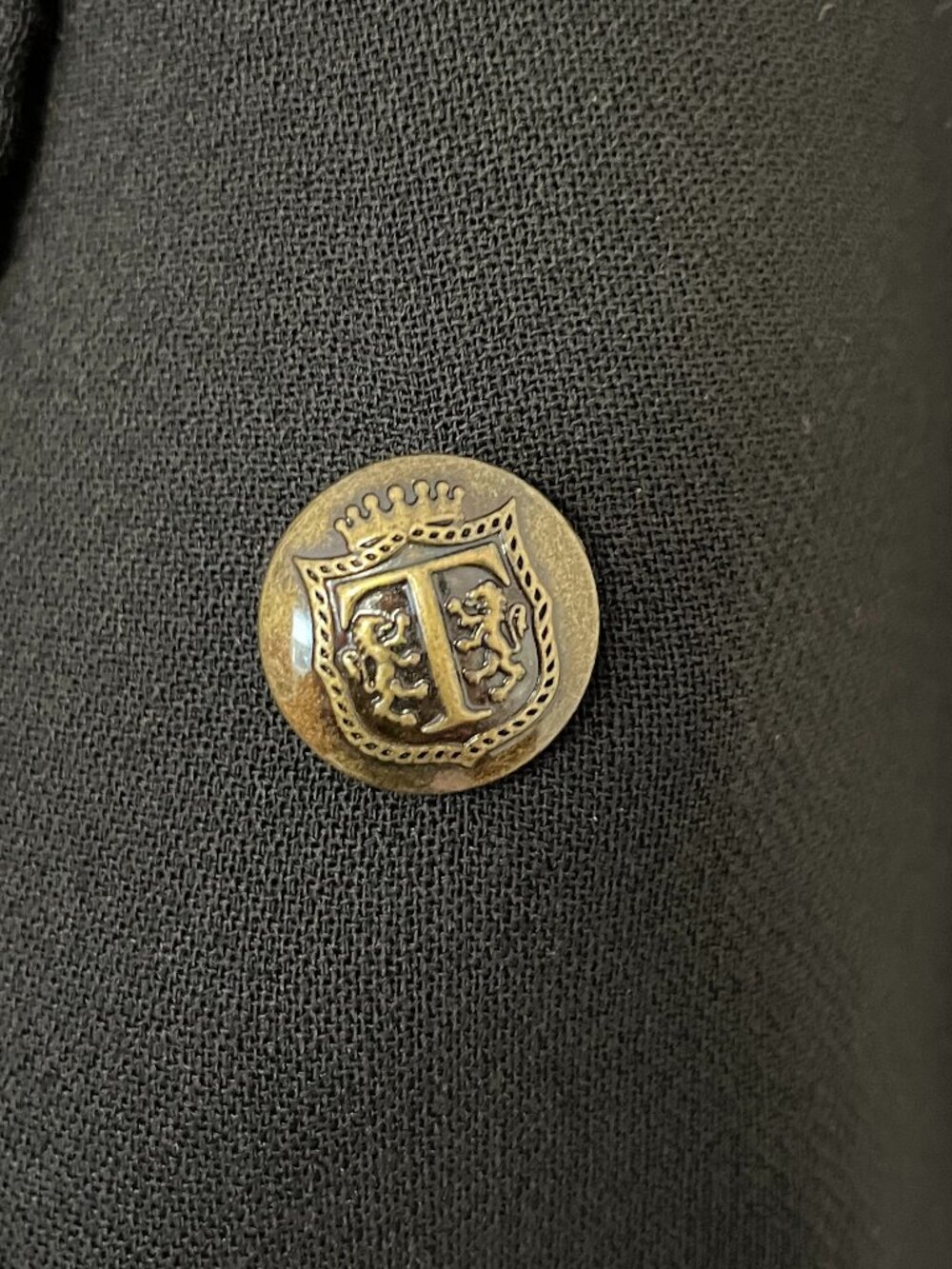 Talbots Black Double Breasted Military Knit Blazer Jacket Crest Buttons 14 - Picture 5 of 9